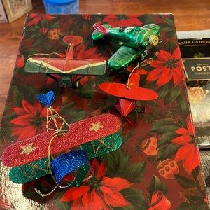 4 different style Christmas airplane ornaments